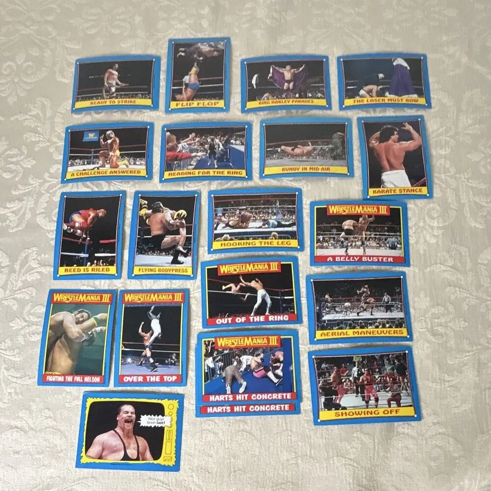 Vintage 1987 Topps WWF Wrestling Card Lot - 36 Cards incl. Bret Hart Rookie #1